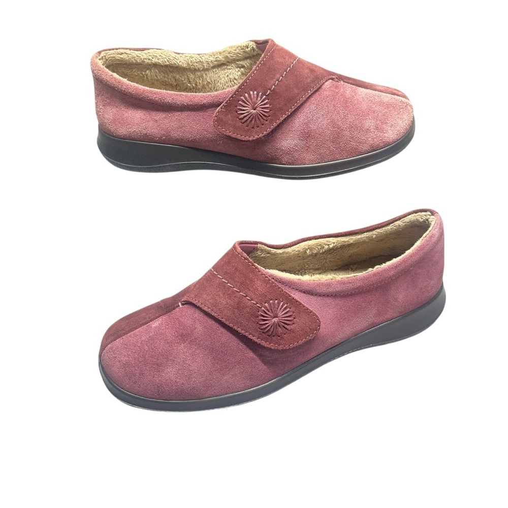 Hotter Pink Mauve Leather Suede Comfort Slip On Shoes Women’s Size 8